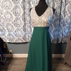 Silver sequin and green formal